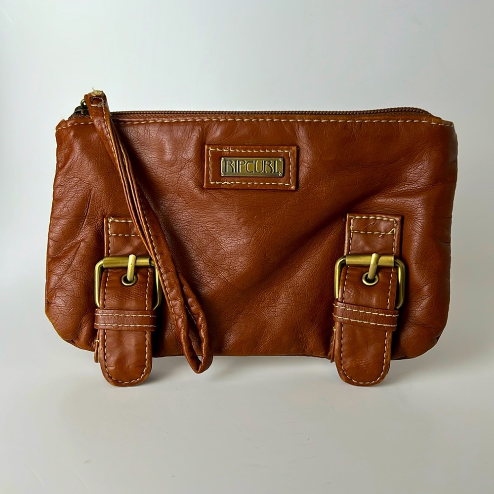 RIP CURL Enchanted Island Vegan Brown Faux Leather Wristlet Bag